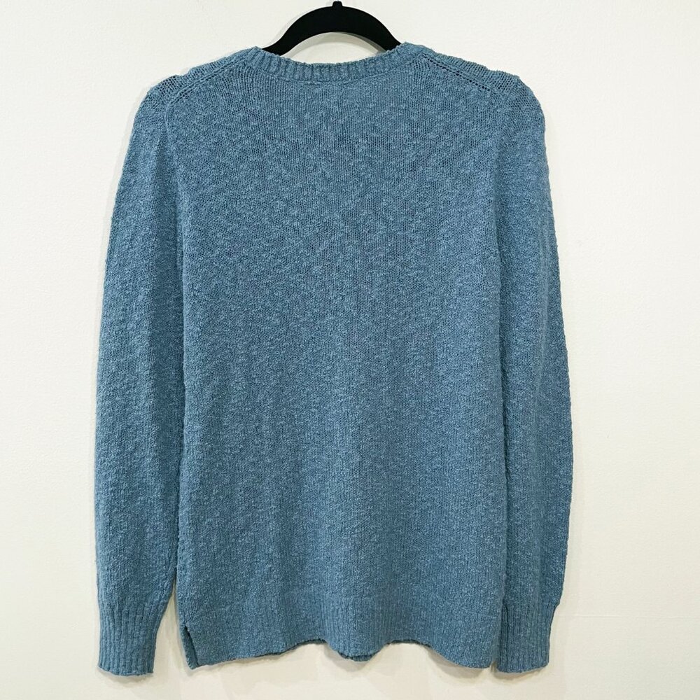 New J.Crew Slub Cotton V-Neck Beach Sweater Blue Small - Picture 3 of 6